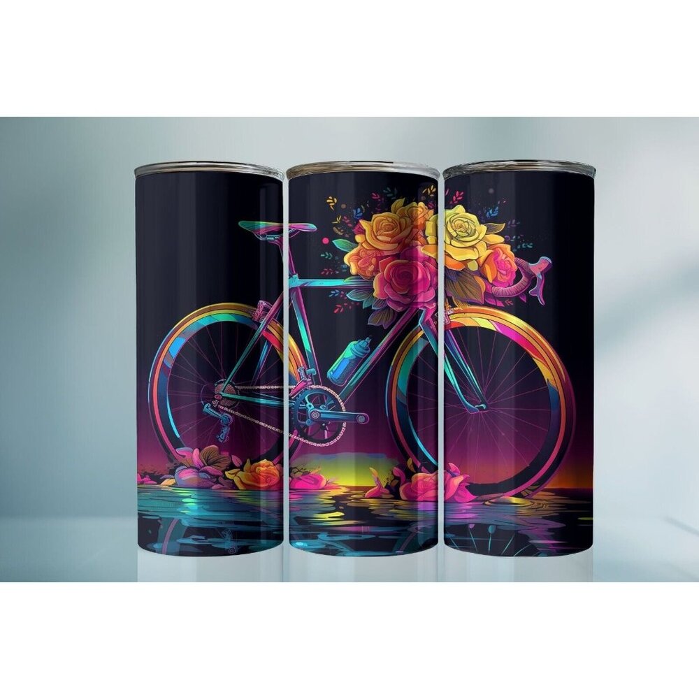 20oz Watercolor Floral  Bicycle Tumbler